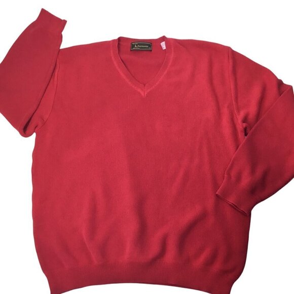 Peru Unlimited Men's V Neck Sweater Pima Cotton Size Large Red Long Sleeve - Picture 5 of 7
